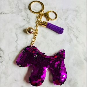 New! Puppy Purple Sequins Tassels Keychain Keyfob